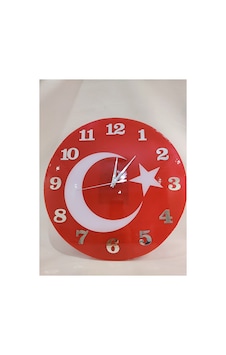 Epoksi Duvar Saati Türk Bayrağı Kırmızı Kırmızı Epoksi Duvar Saati Türk Bayrağı Kırmızı Kırmızı