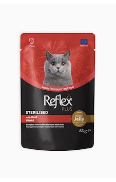 Reflex Plus Jöle İçinde Et Parçacıklı Biftekli Kısırlaştırılmış Yetişkin Kedi Maması 85 G Reflex Plus Jöle İçinde Et Parçacıklı Biftekli Kısırlaştırılmış Yetişkin Kedi Maması 85 G