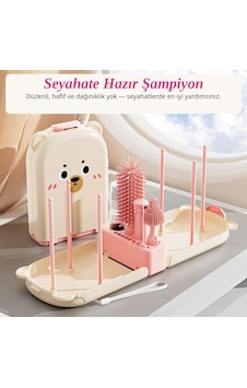 Valkyrie Ayıcık Seyahat Biberon Emzik Pipet Temizleme Seti Silikon Fırça Kurutma Standı Taşıma Kutusu Pembe Valkyrie Ayıcık Seyahat Biberon Emzik Pipet Temizleme Seti Silikon Fırça Kurutma Standı Taşıma Kutusu Pembe