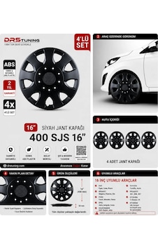 Alfa Romeo Uyumlu 16 Inç Kırılmaz Parlak Siyah Jant Kapağı 1 Takım 4 Adet No:400