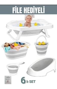Katlanır Bebek Küvet Set Fileli 6'lı Katlanır Bebek Küvet Set Fileli 6'lı
