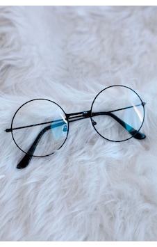 Unisex Siyah Yuvarlak Şeffaf Gözlük Unisex Siyah Yuvarlak Şeffaf Gözlük