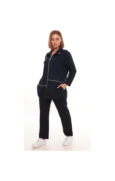 Lady Majestic Büyük Beden Hırka Sweatshirt & Pantolon İkili Takım Kadın Lacivert Lady Majestic Büyük Beden Hırka Sweatshirt & Pantolon İkili Takım Kadın Lacivert