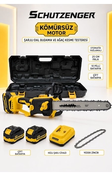 H-981w Kömürsüz Motor Şarjlı Dal Budama Testeresi Odun Kesme Yedek Zinçir Otomatik Yağlamalı Sarı 9