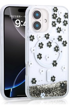 Apple Uyumlu iPhone 16 Kılıf Sıvılı Simli Baskılı Şeffaf Arka Yüzey Zore Mossa Silikon Kapak Apple Uyumlu iPhone 16 Kılıf Sıvılı Simli Baskılı Şeffaf Arka Yüzey Zore Mossa Silikon Kapak