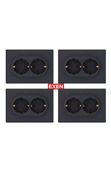 Exen Karell Füme İkili Topraklı Priz Çerçeveli 4adet Prizler Exen Karell Füme İkili Topraklı Priz Çerçeveli 4adet Prizler
