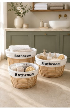 3'lü Premium Yuvarlak Kahverengi Organizer Sepet Seti 35, 30 Ve 25 Cm - Banyo Ve Dolap İçi 3'lü Premium Yuvarlak Kahverengi Organizer Sepet Seti 35, 30 Ve 25 Cm - Banyo Ve Dolap İçi