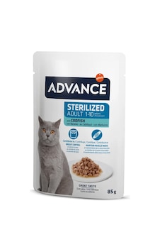 Advance - 424 - Cat Sterılızed Codfısh Wet - Spt-gld - Pouch 12x85gr Advance - 424 - Cat Sterılızed Codfısh Wet - Spt-gld - Pouch 12x85gr
