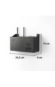 Go İthalat Duvar Tipi Wi-fi Modem Saklama Kutusu Siyah Kablo Düzenleyici Router Raf Organizer
