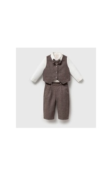 Ministok Erkek Bebek Papyonlu Yelekli Takım 4 Parça Gömlek Yelek Pantolon Kahverengi Ministok Erkek Bebek Papyonlu Yelekli Takım 4 Parça Gömlek Yelek Pantolon Kahverengi