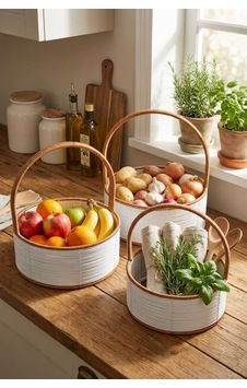 Buffer 3 Parça İç İçe Geçebilen Plastik Rattan Sepet Seti, Beyaz Renk, Kahverengi Sap, Yuvarlak Hasır Görünümlü Çok Amaçlı Düzenleyici Sepetler, 27x35 Cm Sku: Zeusstke036c59b62 380588 Buffer 3 Parça İç İçe Geçebilen Plastik Rattan Sepet Seti, Beyaz Renk, Kahverengi Sap, Yuvarlak Hasır Görünümlü Çok Amaçlı Düzenleyici Sepetler, 27x35 Cm Sku: Zeusstke036c59b62 380588