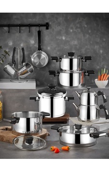 Cocinero Leon 1097 8 Parça Silindir Çelik Tencere Seti Cocinero Leon 1097 8 Parça Silindir Çelik Tencere Seti