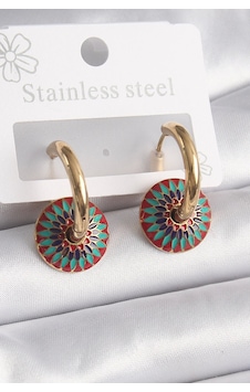 316l Çelik Gold Renk Motif Model Kadın Küpe Çok Renkli 316l Çelik Gold Renk Motif Model Kadın Küpe Çok Renkli