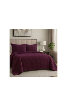 Merinos Modern Line 3 Parça Battaniye Seti 2 Yastık Kılıflı 220x240 Mürdüm Merinos Modern Line 3 Parça Battaniye Seti 2 Yastık Kılıflı 220x240 Mürdüm