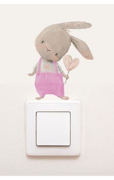 Tulumlu Tavşan Dekoratif Priz Sticker 10x8 Cm