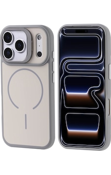 Apple Uyumlu iPhone 17 Pro Kılıf M-safe Şarj Özellikli Kamera Standlı Zore Notron Kapak Gri