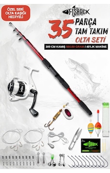 35 Parça Tam Takım Olta Seti - 300cm Kamış 50-150gr / 40'luk Makine Bordo 35 Parça Tam Takım Olta Seti - 300cm Kamış 50-150gr / 40'luk Makine Bordo