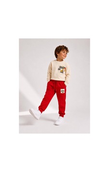 Toikids Erkek Çocuk Baskılı Sweatshırt Eşofman Takımı Kırmızı