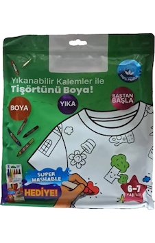 Nessiworld Kalem Hediyeli Boyanabilir Tişört 6-7 Yaş Beyaz