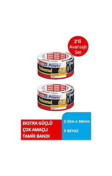 Tesa Extra Power Universal Duct Bant, Gaffer Bant, 25mx50mm, Beyaz X2 Adet Tesa Extra Power Universal Duct Bant, Gaffer Bant, 25mx50mm, Beyaz X2 Adet