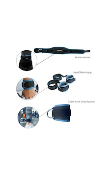 Rebuwo 3'lü Fitness Seti Halter Kemeri 120 Cm + Ayak/bilek Kayışı + Cable Ayak Çekiş Aparatı Siyah Rebuwo 3'lü Fitness Seti Halter Kemeri 120 Cm + Ayak/bilek Kayışı + Cable Ayak Çekiş Aparatı Siyah