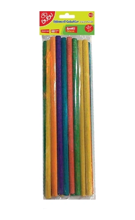 Bubu Eğlenceli Çubuklar 20x0,5cm 24lü Renkli Ahşap Çubuk - 3 Paket Bubu Eğlenceli Çubuklar 20x0,5cm 24lü Renkli Ahşap Çubuk - 3 Paket