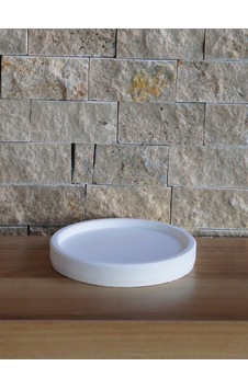 Daire Beton Saksı Tabağı Küçük Boy 12cm Dekoratif Hediyelik Ham Beyaz