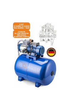 Böhrer 6 Kademeli 6 Kat 250daire 'ye Kadar 1.75hp 50l Hidrofor Set Böhrer 6 Kademeli 6 Kat 250daire 'ye Kadar 1.75hp 50l Hidrofor Set
