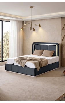 Demonte Baza Seti, Nox Ledli Çift Kişilik Baza Başlık Maxi Yatak Seti, Antrasit - 160x200 Cm 160 x 200 Demonte Baza Seti, Nox Ledli Çift Kişilik Baza Başlık Maxi Yatak Seti, Antrasit - 160x200 Cm 160 x 200