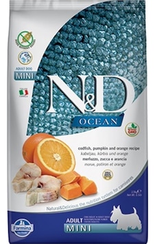N&D Ocean Bal Kabaklı Morina Balıklı ve Portakallı Tahılsız Küçük Irk Yetişkin Köpek Maması 2.5 KG N&D Ocean Bal Kabaklı Morina Balıklı ve Portakallı Tahılsız Küçük Irk Yetişkin Köpek Maması 2.5 KG