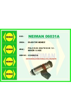 Neıman 06031a Enjektör Memesi Polo 95-99- Golf Iıı 92-98 1.6 - Benzin 1.6 Aee 032906031a Adet Neıman 06031a Enjektör Memesi Polo 95-99- Golf Iıı 92-98 1.6 - Benzin 1.6 Aee 032906031a Adet