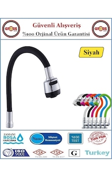 Spiralli Esnek Mutfak Evye Batarya Borusu - Siyah Siyah