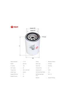 SAKURA C1121 Yağ Filtresi Hilux (Ln56 Ln65 Ln85 Ln106 Ln145) : Hıace (H1) 2.4 D 90-00 84-05 2.4 D:2.8 D SAKURA C1121 Yağ Filtresi Hilux (Ln56 Ln65 Ln85 Ln106 Ln145) : Hıace (H1) 2.4 D 90-00 84-05 2.4 D:2.8 D