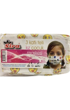 Sira 3 Katlı Telli Kız Çocuk Maskesi 10 Adet Sira 3 Katlı Telli Kız Çocuk Maskesi 10 Adet