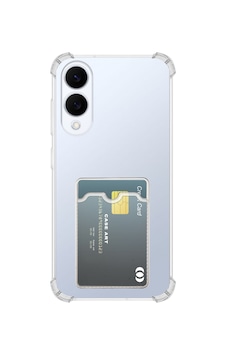 Samsung Galaxy Uyumlu S25 Edge Kapak Kamera Korumalı Kartlıklı Darbe Emici Özellikli Şeffaf Silikon Kılıf