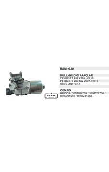 Peugeot 207 2006 - 2013 Ön Cam Silecek Motoru Peugeot 207 2006 - 2013 Ön Cam Silecek Motoru