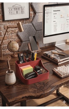 Masaüstü Ofis Düzenleyici Organizer - Çok Bölmeli Kırmızı Renk Kalemlik Masaüstü Ofis Düzenleyici Organizer - Çok Bölmeli Kırmızı Renk Kalemlik
