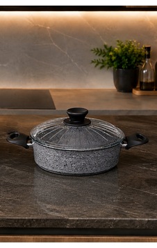 28cm Granit Ezme Basık Tencere Pilav Ve Karnıyarık Tenceresi Gri 28cm Granit Ezme Basık Tencere Pilav Ve Karnıyarık Tenceresi Gri
