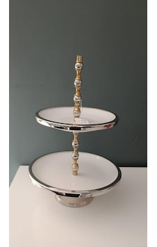 Lamedore Sılver Balls 2 Katlı Beyaz Kek Standı 28x28x38 Cm Lamedore Sılver Balls 2 Katlı Beyaz Kek Standı 28x28x38 Cm