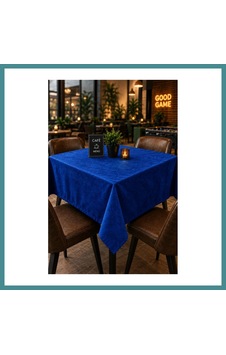 Trendexa Kahve Cafe Kıraathane Masa Örtüsü 140x140cm Mavi Renk Mac