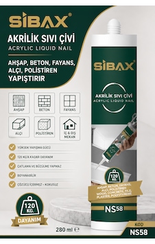Sibax Sıvı Çivi Ahşap Beton Fayans Alçı Polistiren Yapıştırır 120 Kg Dayanır 280 Ml Kod : Ns58