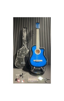 4/4 Klasik Gitar Seti Mavi Kesik Kasa Sap Ayarlı Gül Klavye Flatolu Orta Kalite 4/4 Klasik Gitar Seti Mavi Kesik Kasa Sap Ayarlı Gül Klavye Flatolu Orta Kalite