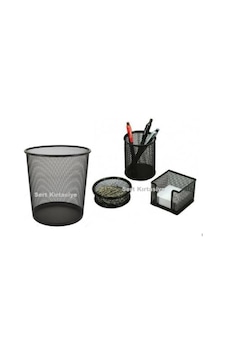 Metal Perfore Masa Kalemlik Ataşlık Küpnotluk Çöp Kovası 4lü Set Metal Perfore Masa Kalemlik Ataşlık Küpnotluk Çöp Kovası 4lü Set
