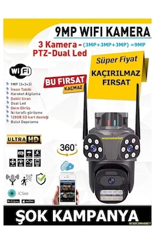 Üç Kameralı Speed Wifi Kamera Alarm Siren- Uzaktan İzleme-kayıt Üç Kameralı Speed Wifi Kamera Alarm Siren- Uzaktan İzleme-kayıt
