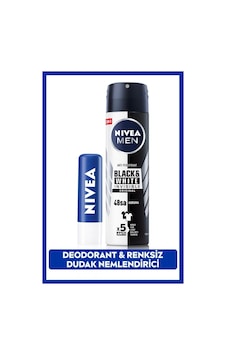 Nivea Black & White Invisible Original Erkek Sprey Deodorant 150 ML + Dudak Bakım Kremi Nivea Black & White Invisible Original Erkek Sprey Deodorant 150 ML + Dudak Bakım Kremi