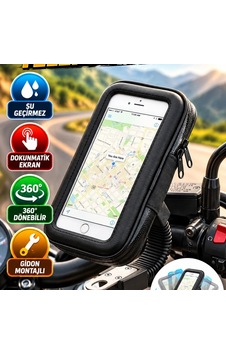 360 Döner Su Geçirmez Motosiklet Telefon Tutucu Dokunmatik Ekranlı Gidon Montajlı 360 Döner Su Geçirmez Motosiklet Telefon Tutucu Dokunmatik Ekranlı Gidon Montajlı