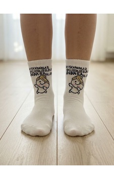 Desieralove Unisex Soket Çorap beyaz