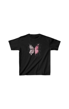 Barlashive Çocuk Kız Baskılı T-shirt - Siyah Çok Renkli
