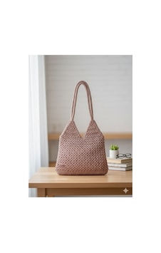 Execanta Omuz Çanta Kağıt İp Örme Vizon 35x45x25 Bej Execanta Omuz Çanta Kağıt İp Örme Vizon 35x45x25 Bej
