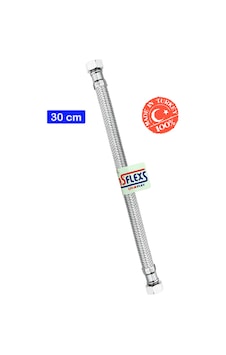 Asflexs 3/8×3/8 30 cm Paslanmaz Çelik Flex Hortum Klozet Bağlantı Hortumu